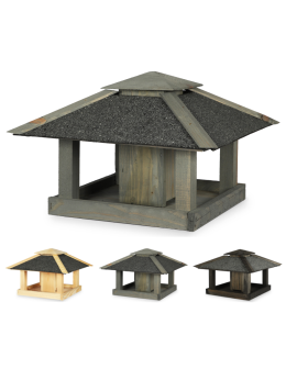 Czterospadowy karmnik dla ptaków z dozownikiem KS - Szary