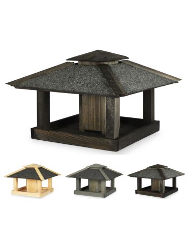 Czterospadowy karmnik dla ptaków z dozownikiem KS - Czarny