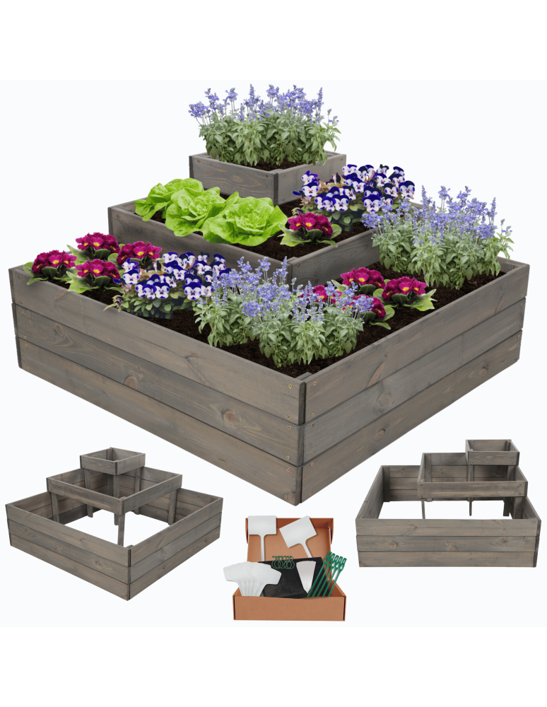 Uprawowe skrzynie ogrodowe- Warzywniaki- skrzynia do uprawy - Piętrowa skrzynia na warzywa narożna drewniany warzywnik 45x90x90 GRATISY - product b2b.wamar.biz 1