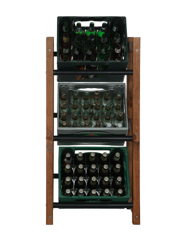 Regały - Stojak na Skrzynki (3szt) 108X53X32cm Brązowe Drewno/Czarny Plastik - product 4