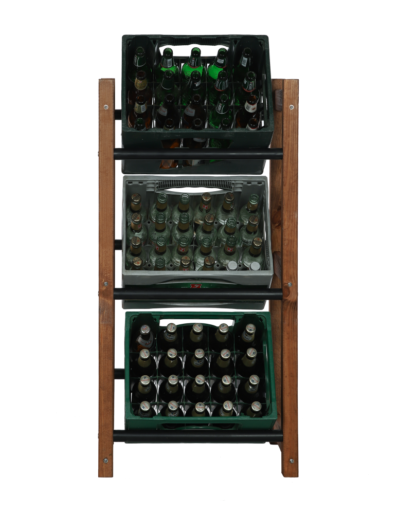 Regały - Stojak na Skrzynki (3szt) 108X53X32cm Brązowe Drewno/Czarny Plastik - product b2b.wamar.biz 4