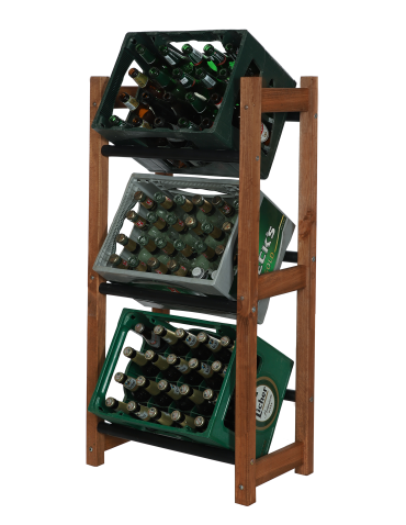 Regały - Stojak na Skrzynki (3szt) 108X53X32cm Brązowe Drewno/Czarny Plastik - product 5