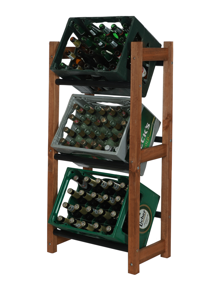 Regały - Stojak na Skrzynki (3szt) 108X53X32cm Brązowe Drewno/Czarny Plastik - product b2b.wamar.biz 5