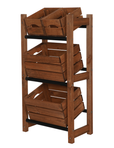 Regały - Stojak na Skrzynki (3szt) 108X53X32cm Brązowe Drewno/Czarny Plastik - product 6
