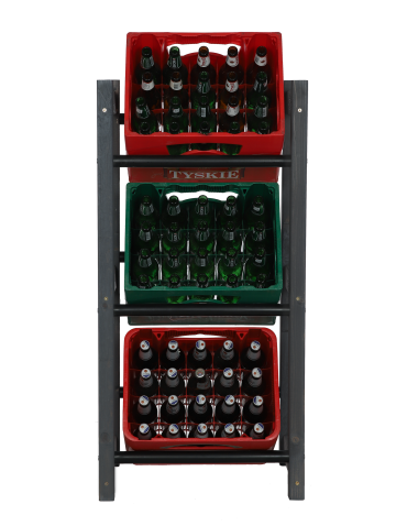 Stojak na Skrzynki (3szt) 108X53X32cm Szare Drewno/Czarny Plastik - product 2