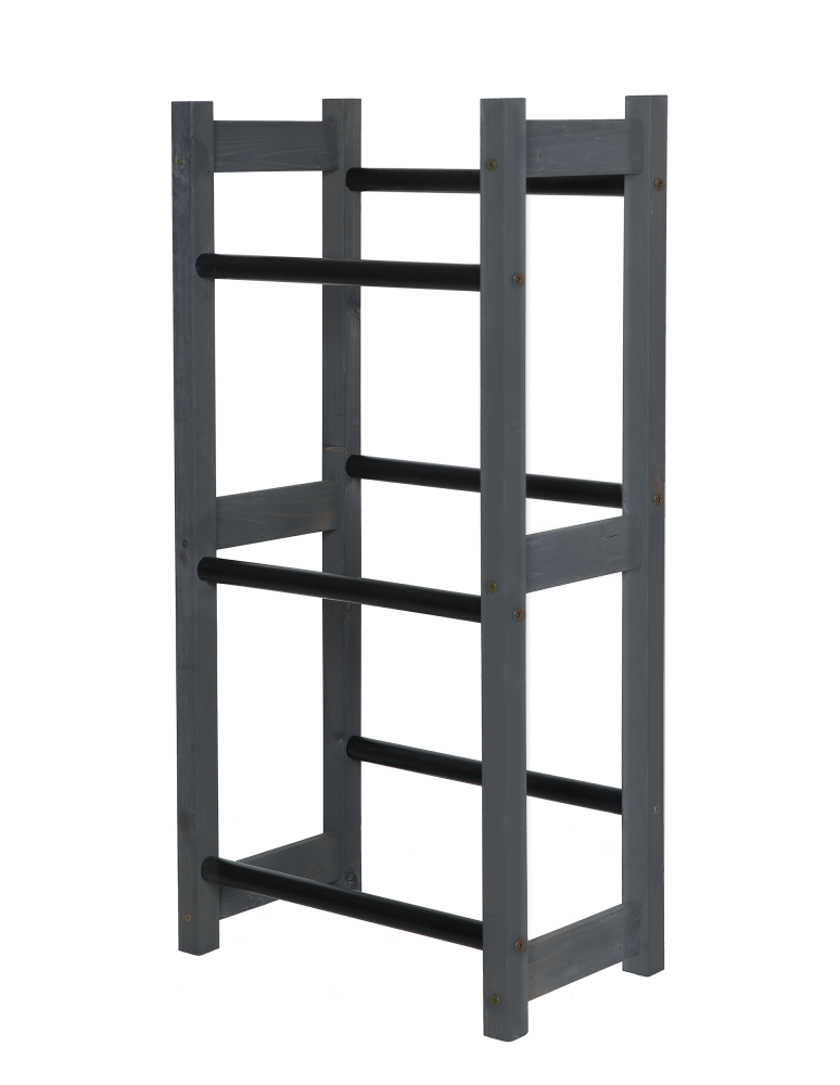 Regały - Stojak na Skrzynki (3szt) 108X53X32cm Szare Drewno/Czarny Plastik - product b2b.wamar.biz 4