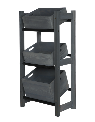 Regały - Stojak na Skrzynki (3szt) 108X53X32cm Szare Drewno/Czarny Plastik - product 5