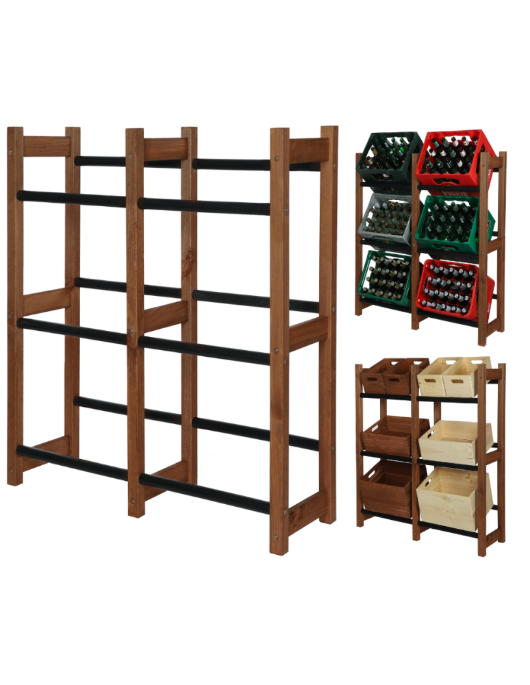 Regały - Regał na Skrzynki Transportowe (6szt) 108X102X32cm Brązowe Drewno/Plastik - product b2b.wamar.biz 1