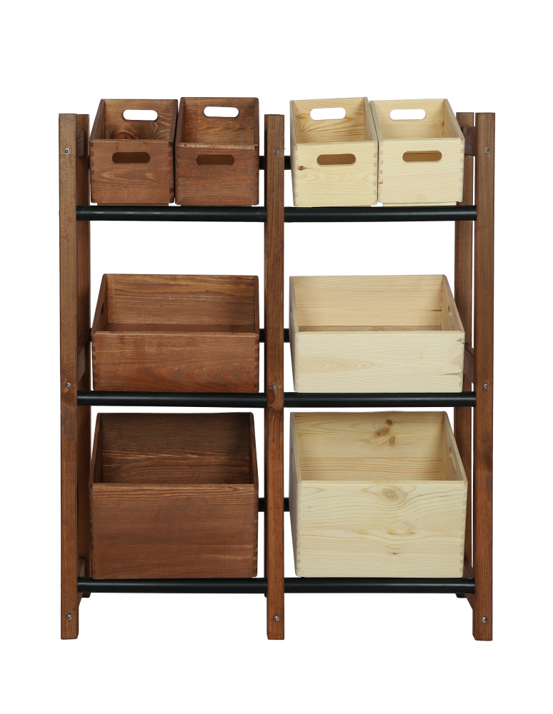 Regały - Regał na Skrzynki Transportowe (6szt) 108X102X32cm Brązowe Drewno/Plastik - product b2b.wamar.biz 4