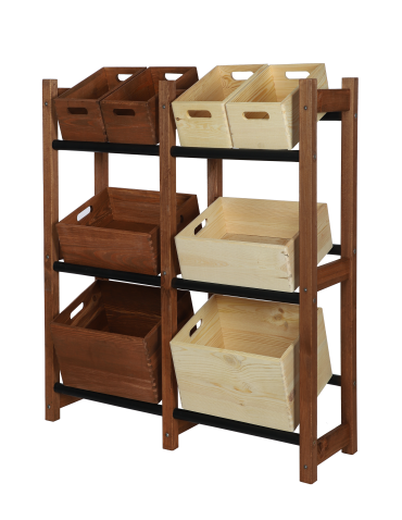 Regały - Regał na Skrzynki Transportowe (6szt) 108X102X32cm Brązowe Drewno/Plastik - product 5