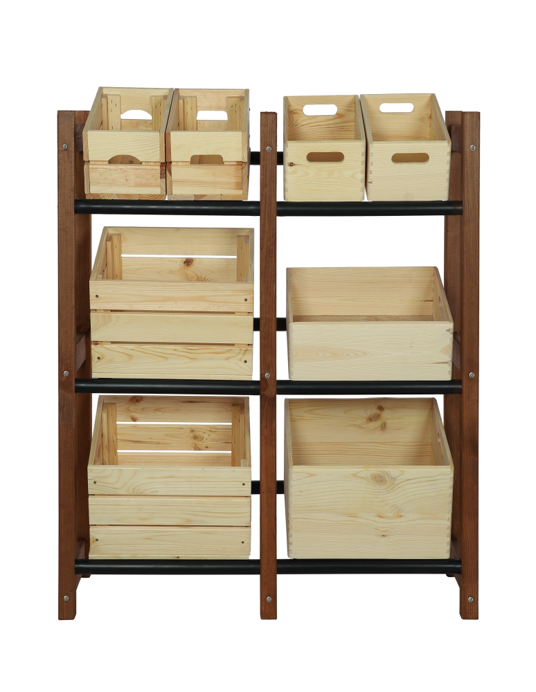 Regały - Regał na Skrzynki Transportowe (6szt) 108X102X32cm Brązowe Drewno/Plastik - product b2b.wamar.biz 7