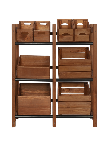 Regały - Regał na Skrzynki Transportowe (6szt) 108X102X32cm Brązowe Drewno/Plastik - product 9