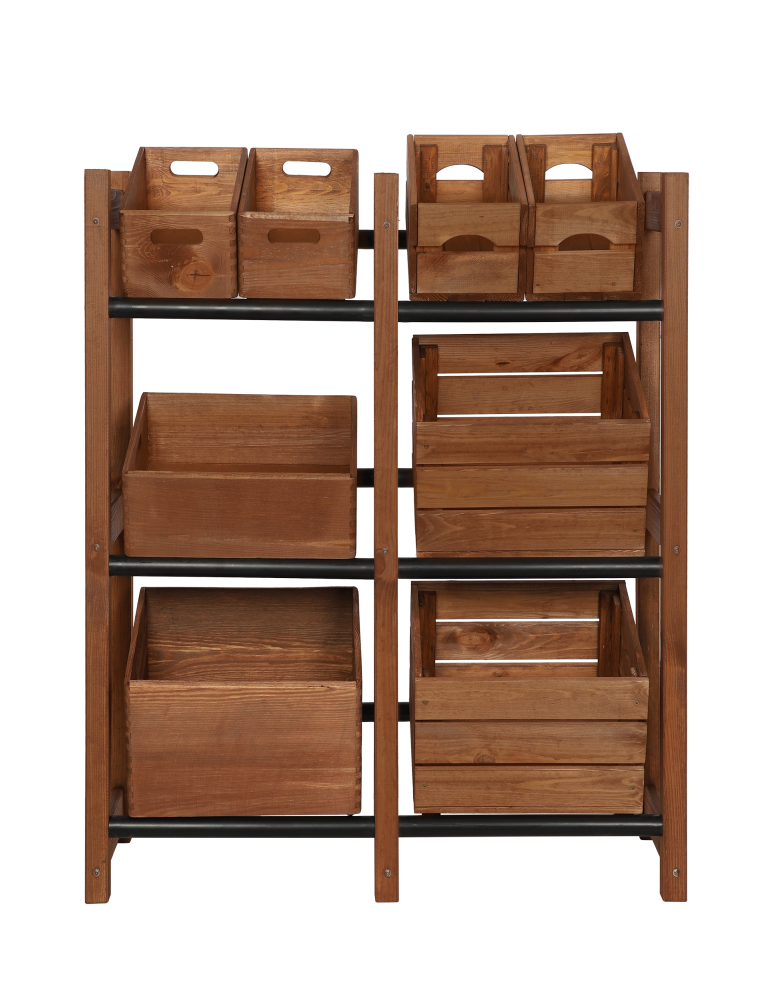 Regały - Regał na Skrzynki Transportowe (6szt) 108X102X32cm Brązowe Drewno/Plastik - product b2b.wamar.biz 9