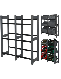 Regał na Skrzynki Transportowe (6szt) 108X102X32cm Szare Drewno/Plastik