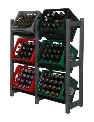 Regał na Skrzynki Transportowe (6szt) 108X102X32cm Szare Drewno/Plastik - product 2