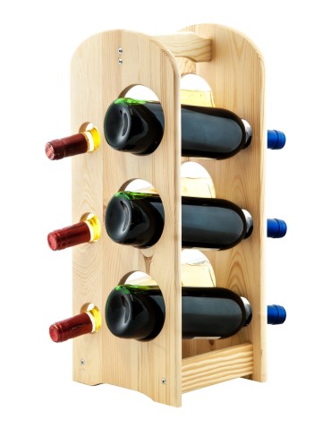 Regały - Regał na wino z rączką RW-9-6 /6 butelek/ Naturalny - product 3