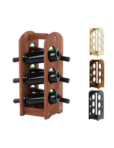 Regał na wino z rączką RW-9-6 /6 butelek/ Brązowy