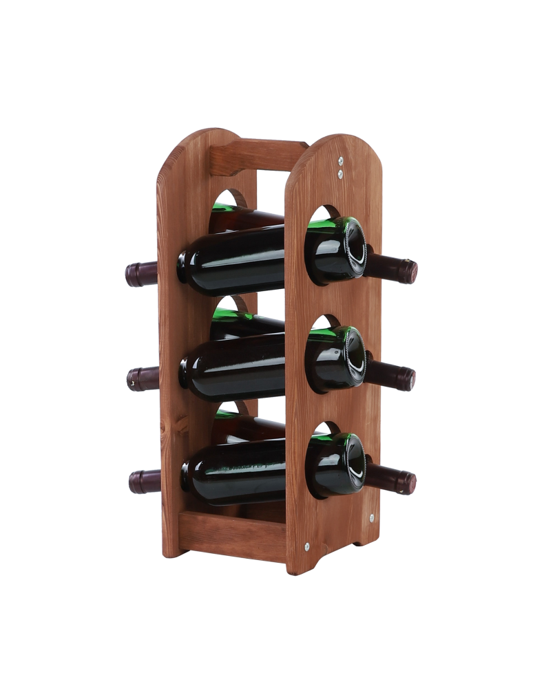 Regały - Regał na wino z rączką RW-9-6 /6 butelek/ Brązowy - produkt b2b.wamar.biz 6