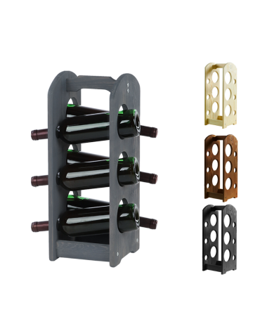 Regał na wino z rączką RW-9-6 /6 butelek/ Szary