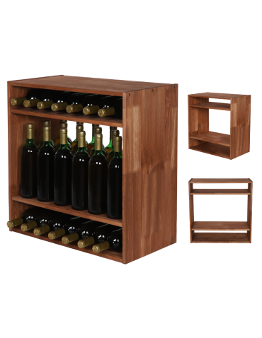 Modułowy Regał na Wino RW61 (2 Półki Pełne) – Brązowe Drewno