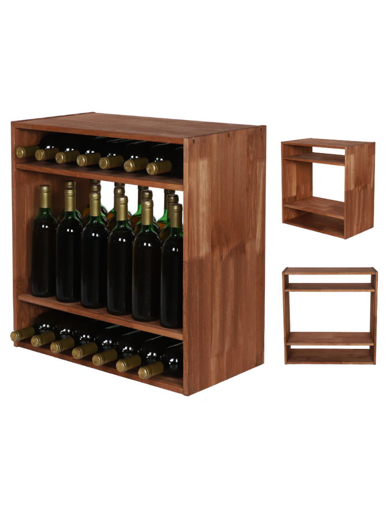 Regały - Modułowy Regał na Wino RW61 (2 Półki Pełne) – Brązowe Drewno - product b2b.wamar.biz 1