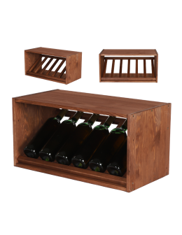 Modułowy Regał na Wino RW61 (1 Ukośna Leżnia) – Brązowe Drewno