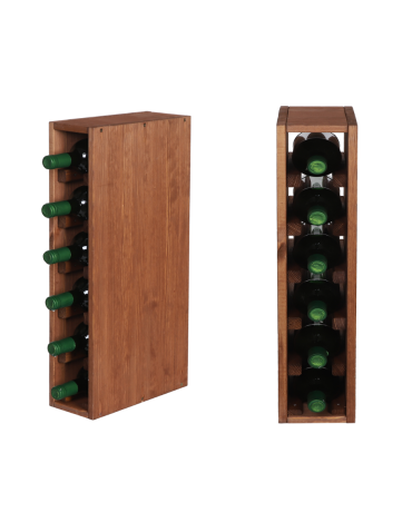 Modułowy Słupek na Wino RW61 (Na 6 Butelek) – Brązowe Drewno