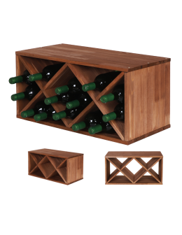 Modułowy Regał na Wino RW61 (Półki X2) – Brązowe Drewno