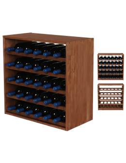 Modułowy Regał na Wino RW61 (5 Leżni Prostych) – Brązowe Drewno