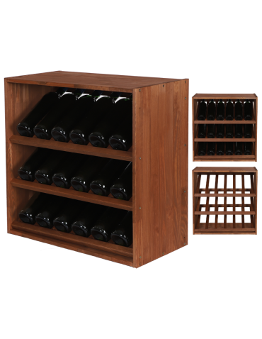 Modułowy Regał na Wino RW61 (3 Ukośne Leżnie) – Brązowe Drewno