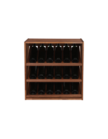 Regały - Modułowy Regał na Wino RW61 (3 Ukośne Leżnie) – Brązowe Drewno - product 3