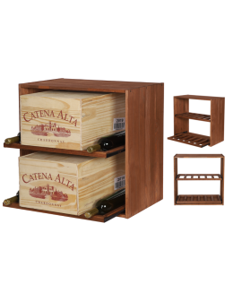 Modułowy Regał na Wino RW61 (2 Wysuwane Leżnie) – Brązowe Drewno