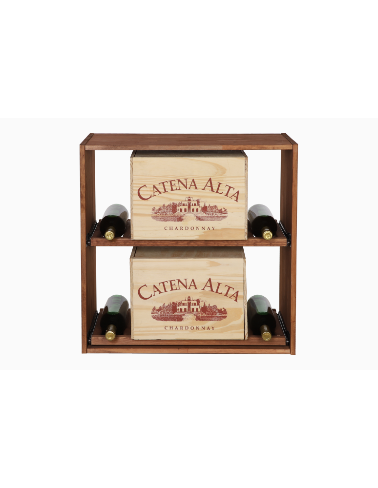 Regały - Modułowy Regał na Wino RW61 (2 Wysuwane Leżnie) – Brązowe Drewno - product b2b.wamar.biz 4