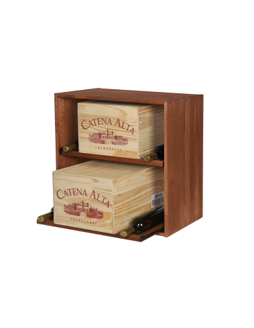 Regały - Modułowy Regał na Wino RW61 (2 Wysuwane Leżnie) – Brązowe Drewno - product 7