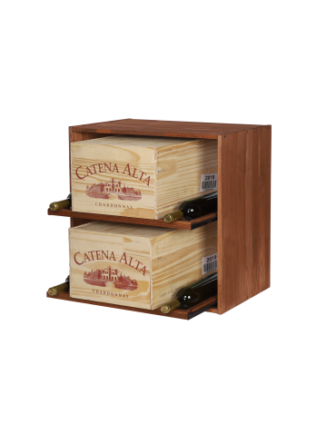 Regały - Modułowy Regał na Wino RW61 (2 Wysuwane Leżnie) – Brązowe Drewno - product 8