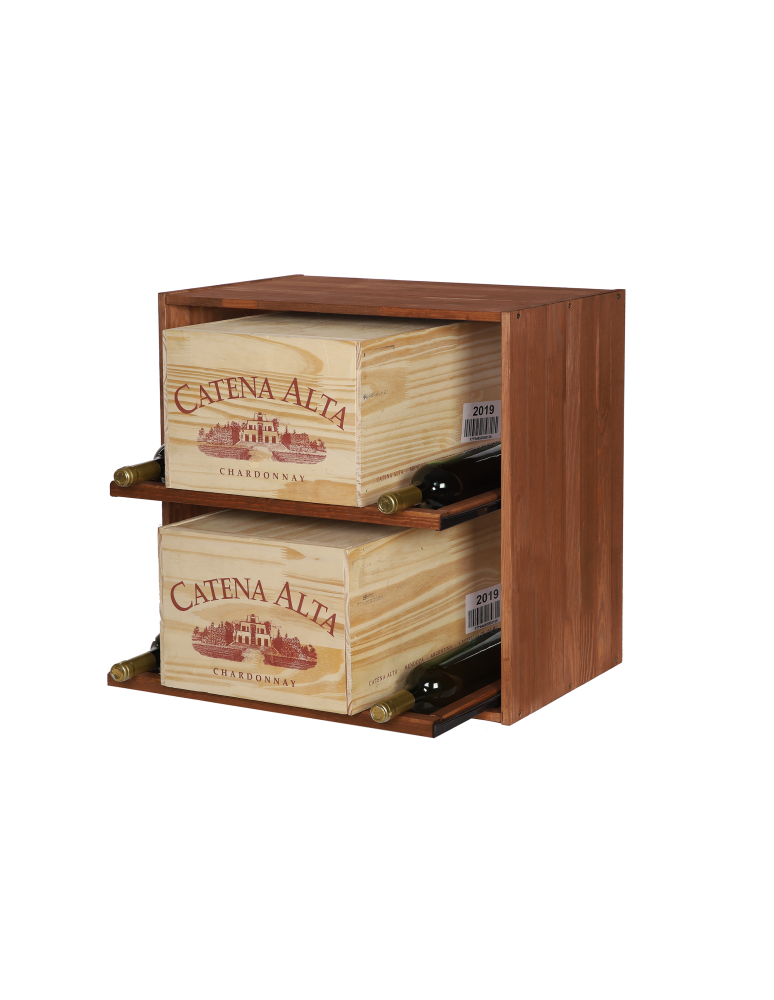 Regały - Modułowy Regał na Wino RW61 (2 Wysuwane Leżnie) – Brązowe Drewno - product b2b.wamar.biz 8