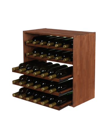 Modułowy Regał na Wino RW61 (5 Wysuwanych Leżni) – Brązowe Drewno