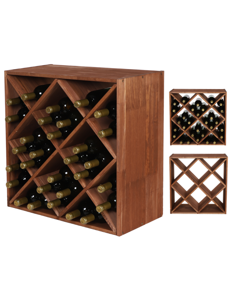 Regały - Modułowy Regał na Wino RW61 (Półki X4) – Brązowe Drewno - product b2b.wamar.biz 1
