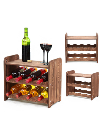 Regał na wino z półką RW-16 /8 butelek/ - Brązowy Dekor