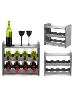 Regał na wino z półką RW-16 /8 butelek/ - Szary Dekor