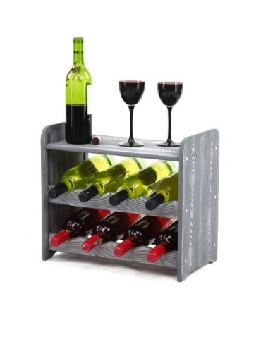 Regały - Regał na wino z półką RW-16 /8 butelek/ - Szary Dekor - product 7
