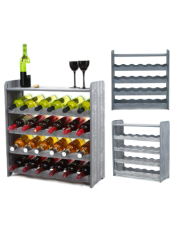 Regał na wino z półką RW-16 /24 butelki/ - Szary Dekor