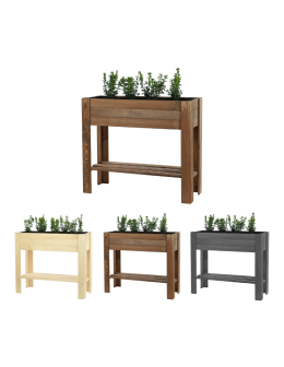 Drewniany ziołownik z półką ZE1 / 70X80X34 cm / Brązowy