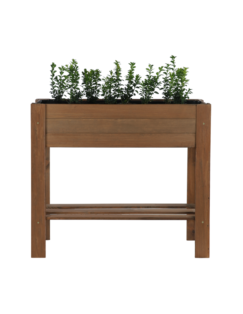 Uprawowe skrzynie ogrodowe- Warzywniaki- skrzynia do uprawy - Drewniany ziołownik z półką ZE1 / 70X80X34 cm / Brązowy - product b2b.wamar.biz 3