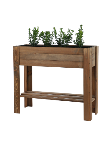 Uprawowe skrzynie ogrodowe- Warzywniaki- skrzynia do uprawy - Drewniany ziołownik z półką ZE1 / 70X80X34 cm / Brązowy - product 4