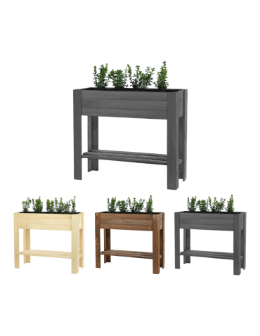 ZE1 – Drewniany ziołownik z półką  / 70X80X34 cm / Szary