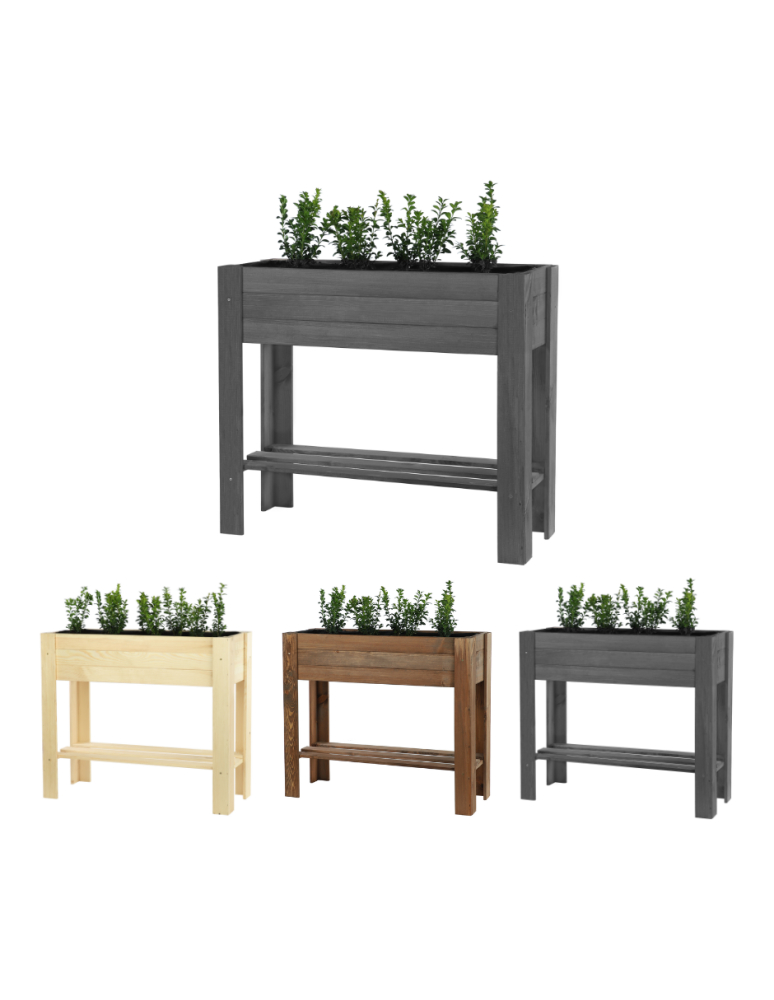 Uprawowe skrzynie ogrodowe- Warzywniaki- skrzynia do uprawy - ZE1 – Drewniany ziołownik z półką  / 70X80X34 cm / Szary - product b2b.wamar.biz 1