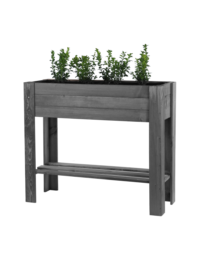 Uprawowe skrzynie ogrodowe- Warzywniaki- skrzynia do uprawy - ZE1 – Drewniany ziołownik z półką / 70X80X34 cm / Szary - product b2b.wamar.biz 2