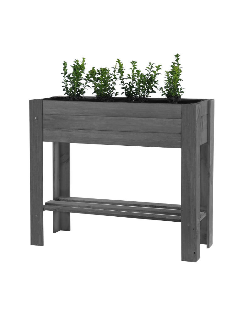 Uprawowe skrzynie ogrodowe- Warzywniaki- skrzynia do uprawy - ZE1 – Drewniany ziołownik z półką / 70X80X34 cm / Szary - product b2b.wamar.biz 3