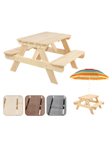 Stół piknikowy z otworem na parasol SPD/80cm - Naturalny